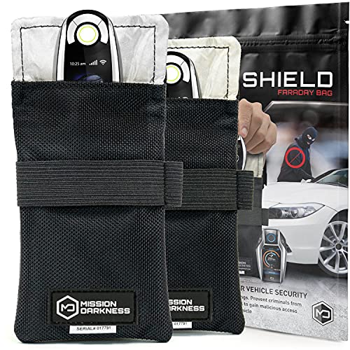 Mission Darkness Faraday Bag RF Shielding Protective Case for Smart Keys Fobs 2-Pack Vehicle Security Anti-Hacking Mis