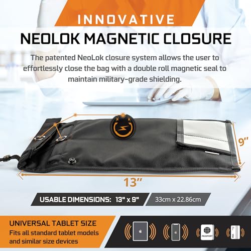 Mission Darkness NeoLok Non-Window Faraday Bag for Tablets: Secure Magnetic Closure, Data Security, Law Enforcement & Mi