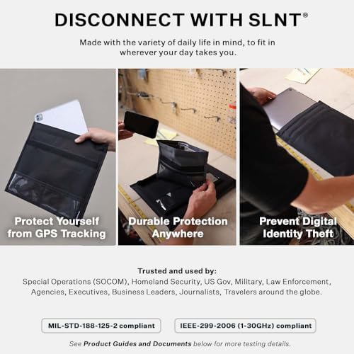 Silent Pocket Weatherproof Smartphone Faraday Bag - SLNT Signal Blocking Technology, Device Shielding for Tablets - Perf
