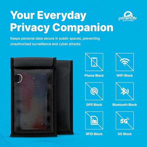 Faraday Bag Black - Anti-Theft & Distraction-Free Signal Blocking Pouch | RFID Protection for Phones, Keys & Cards | Fir