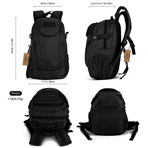 ArcEnCiel Motorcycle Backpack Tactical Military Bag for Outdoor Hiking Camping Trekking - Durable Rain Cover+Patch Inclu