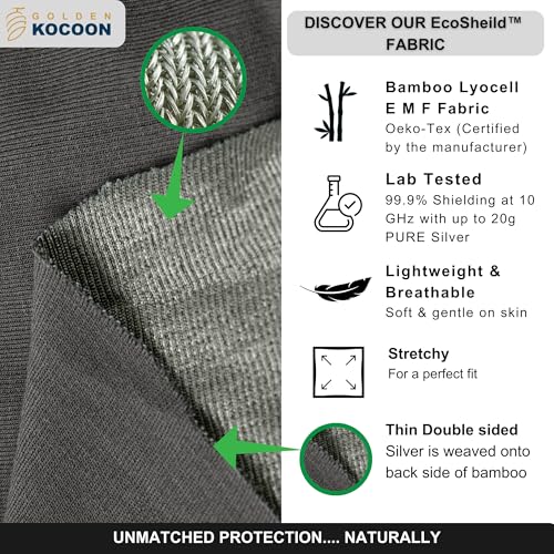 Golden Kocoon E.M.F Cap Hat - Bamboo Faraday Fabric Liner - For Cell Towers, Bluetooth, Smart Meters & WiFi - Protects A
