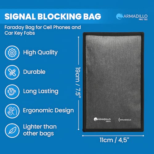 Faraday Bag for Cell Phone & Key Fob - RFID Signal Blocking Pouch - Anti-Tracking Protection for Phones and Car Keys Far