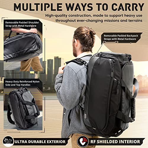 Mission Darkness Disconnect Faraday Duffel Bag + 4 Detachable Faraday Pockets // Military-Grade RF Shielding for Large E