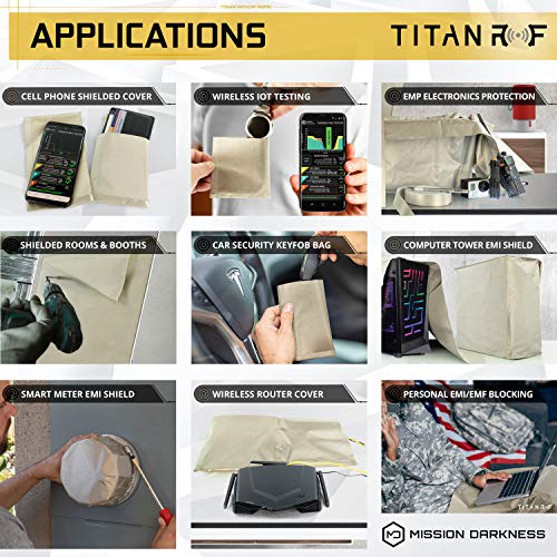 Mission Darkness TitanRF Flame Retardant Glass Fiber Faraday Fabric (230um) for EMF Protection // Blocks RF Signals, WiF