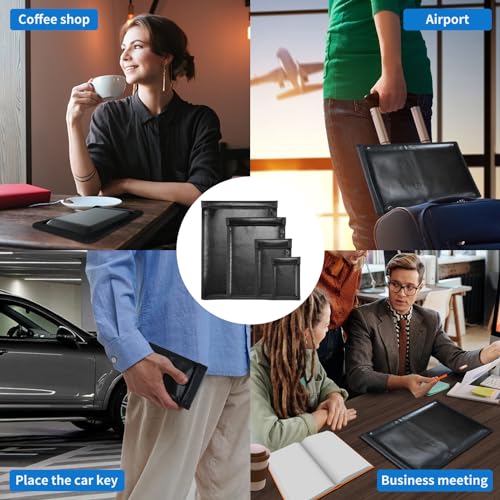 Faraday Bags EMP Proof 4 Pack Anti-Tracking Key Fob Protector for Phones & Laptops & Tablets & Car Keys - Fireproof & Wa