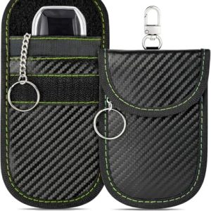 Faraday Bag for Key Blocker Bags 2-Pack - Anti-Theft RFID Shielding Pouch for Car Keys & Credit Cards (Dark Black) Far