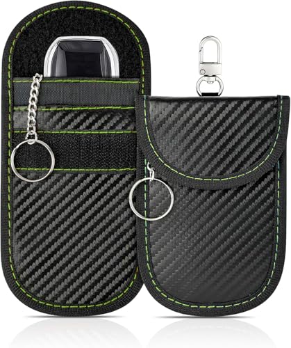 Faraday Bag for Key Blocker Bags 2-Pack - Anti-Theft RFID Shielding Pouch for Car Keys & Credit Cards (Dark Black) Far