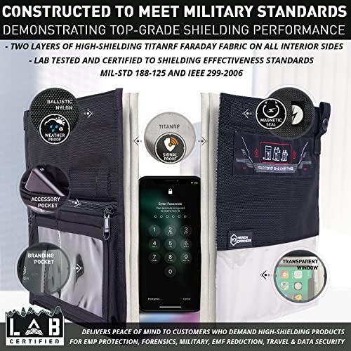 Mission Darkness NeoLok Faraday Bag for Phones with Battery Kit | Mobile Device Shielding & Charging Faraday Bag for La