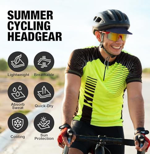 MELASA Cooling Skull Cap Helmet Liner with Sun Visor for Men and Women Running Cycling Sun Protection