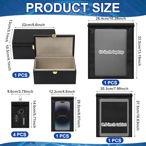 8 Pack Faraday Cages for Car Keys, Laptops, Tablets, Phones: Fireproof and Waterproof Faraday Key Protector Large Farada