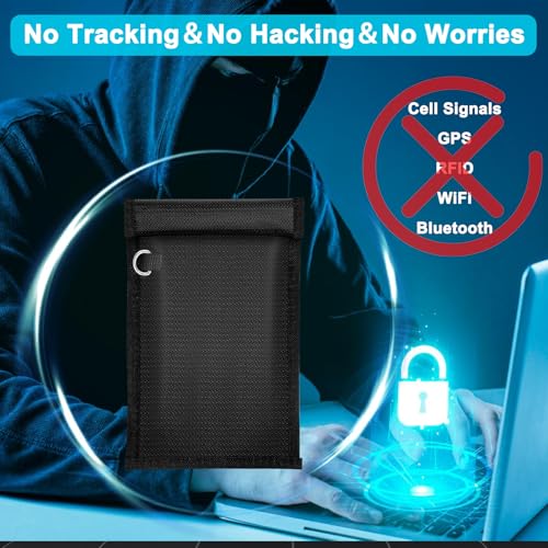 Faraday Bag Signal Blocking Phone Case (7.9 x |7 inches), Car Key/WiFi/RFID/GPS Signal Blocker (1 Pack) Black Signal B