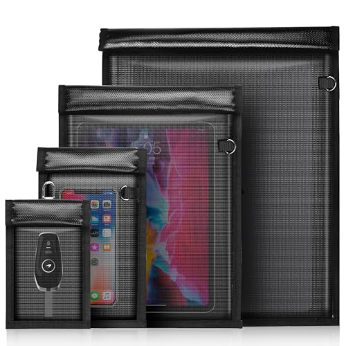 4 Pack Waterproof & Fireproof Faraday Bags for Phone Documents EMP RFID Blocking Pouch Car Keys Anti Theft | 4 Pack Far