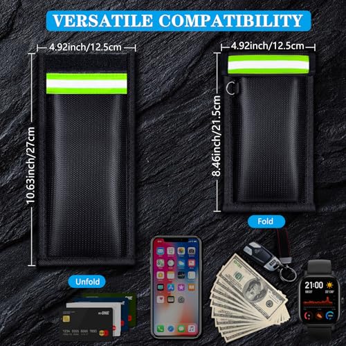 Faraday Bags for Phone and Car Keys Signal Blocking Pouch Anti-Theft Cage Fireproof Waterproof 2 Pack