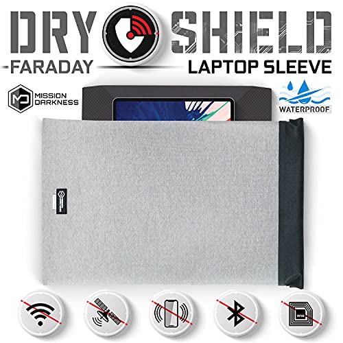 Mission Darkness Dry Shield Faraday Laptop Sleeve - Slim Waterproof Bag for Laptop Computers | RF Shielding Liner | Anti
