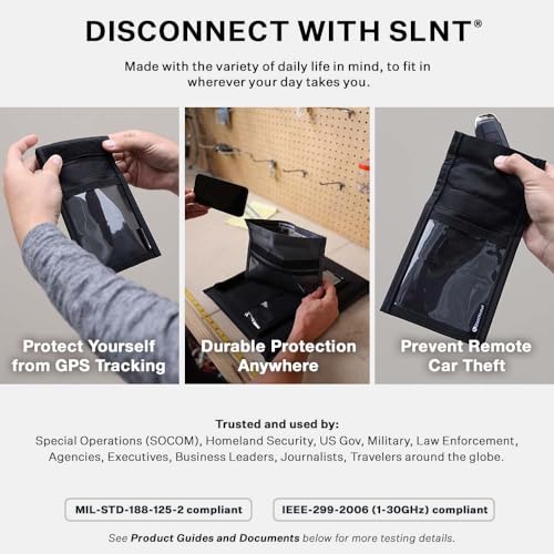 Silent Pocket SLNT Black Medium Weatherproof Signal Blocking Smartphone Faraday Bag for iPhone Samsung Galaxy (Privacy,