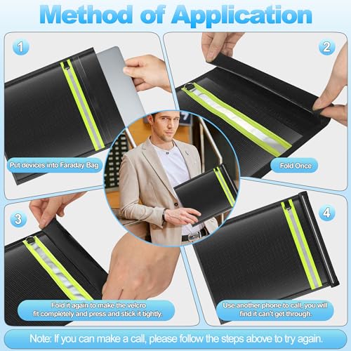 5 Pack EMP Proof Faraday Bags for Laptops Tablets Phones Car Keys | EMP Bags Faraday Pouch with Handle Reflective Strip