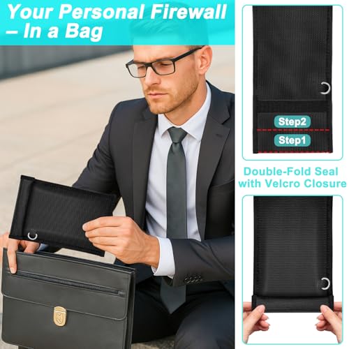 Faraday Bag Signal Blocking Phone Case (7.9 x |7 inches), Car Key/WiFi/RFID/GPS Signal Blocker (1 Pack) Black Signal B