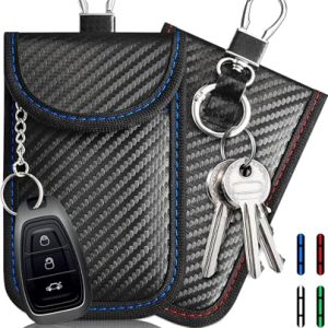 2 Pack Red+Blue Faraday Pouch for Key Fob RFID Signal Blocking Bag Anti-Theft Shielding Case Blocker Car Key Fob Protect