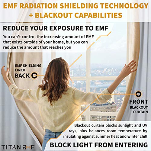 Mission Darkness TitanRF Radiation Shielding Blackout Curtains for EMF Protection in the Home, Ideal for Bedroom Use, Ef