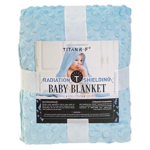 Mission Darkness TitanRF Radiation Shielding Baby Blanket (Blue) - EMF Protection for Babies - Ultra-Soft Minky Dot Desi