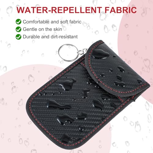 2 Pack RFID Signal Blocking Faraday Bags Key Fob Protectors, Car Anti-Theft Carbon Fiber Faraday Cage Protectors, Car Ow