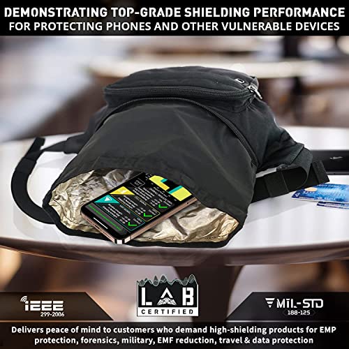 Mission Darkness FreeRoam Faraday Fanny Pack for Travel // RF/EMF Shielding Liner Anti-Tracking Mobile Device Security F