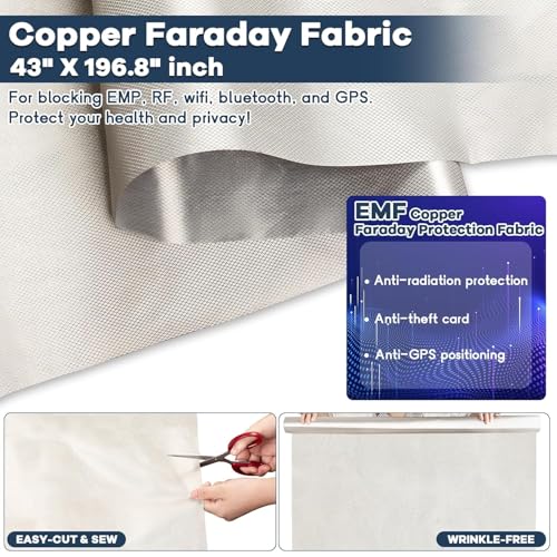 Faraday Fabric 43” x 118” Conductive Material Shielding for WiFi, Cell, Bluetooth, RFID, EMP Protection