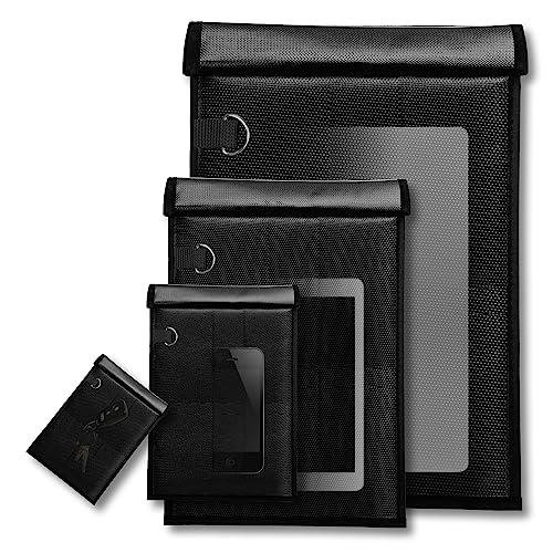 Faraday Bags for Phones 4 Pack, Waterproof & Fireproof 2000℉, RFID Blocking Phone Signal Blocker Bag | Faraday Bags for