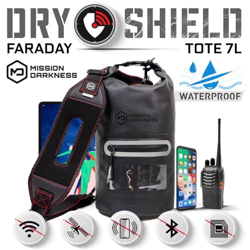 Mission Darkness Dry Shield Faraday Tote 7L - Signal Blocking Waterproof Bag for Electronic Device Security | Mission D