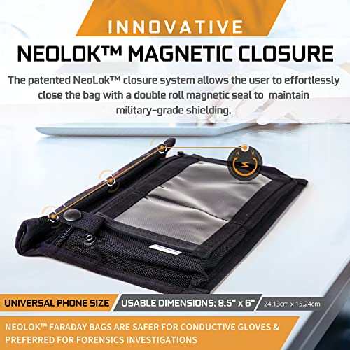 Mission Darkness NeoLok Faraday Bag for Phones with Battery Kit | Mobile Device Shielding & Charging Faraday Bag for La