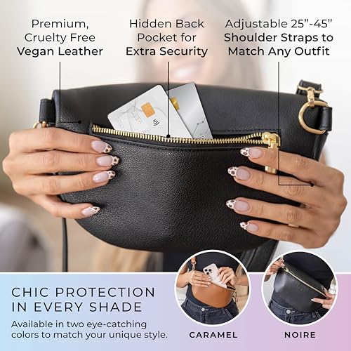 women anti-theft emf protection RFID sling bag | vegan leather crossbody bag for women with RFID blocking | women's emf