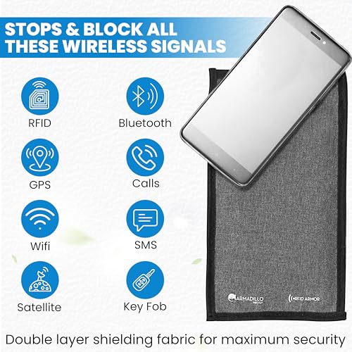 Faraday Bag for Cell Phone & Key Fob - RFID Signal Blocking Pouch - Anti-Tracking Protection for Phones and Car Keys Far