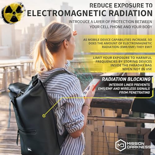 Mission Darkness FreeRoam Faraday Backpack - Stylish, Durable, and Water-resistant Bag with RF Blocking Liner, Padded La