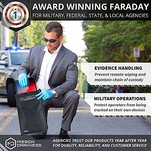 Mission Darkness NeoLok Non-Window Faraday Bag for Tablets: Secure Magnetic Closure, Data Security, Law Enforcement & Mi