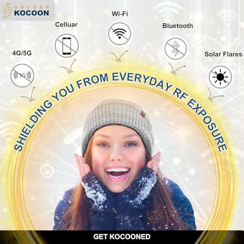 Golden Kocoon Golden Kocoon® - Organic Cotton Beanie with EcoShield™ Tech - Adult Size Grey Hat for E-M-F Protection - S