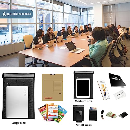 Faraday Bags for Phones 4 Pack, Waterproof & Fireproof 2000℉, RFID Blocking Phone Signal Blocker Bag | Faraday Bags for