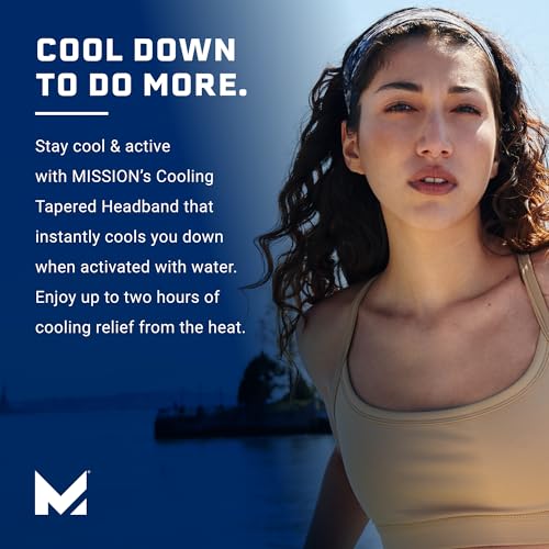 MISSION Tapered Cooling Headband for Men and Women during Summer Sports and Outdoor Activities: Fast Drying, Breathable,