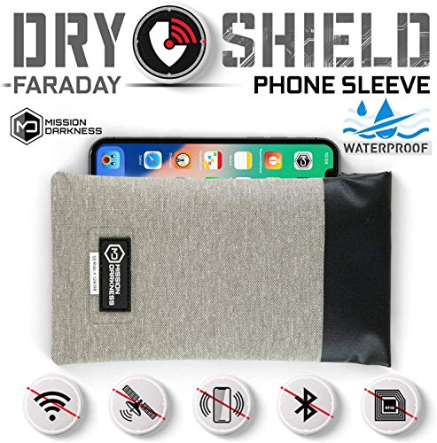 Mission Darkness Dry Shield Faraday Phone Sleeve for Phone Protection, Signal Blocking, Anti-Tracking // Slim Waterproof