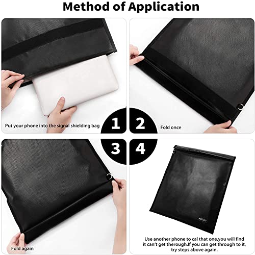 Faraday Bag for Laptops & Tablets, Fireproof & Waterproof Key Fob Signal Blocker - 2 Pack - Black Faraday Key Fob Protec