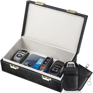 Samfolk Faraday Box & 2 Pack Faraday Bag for Car Keys Keyless Entry Anti Theft Signal Blocking Cage | Samfolk Faraday K