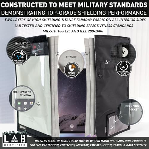 Mission Darkness NeoLok Window Faraday Bag for Tablets: Secure Magnetic Closure & Transparent Window - Data Security for