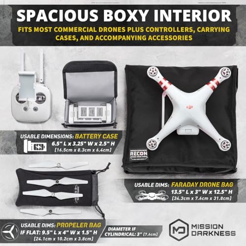 Mission Darkness Recon Faraday Drone Shield - Military-Grade RF Shielding for Drones & UAVs Electronics Mobile Devices -