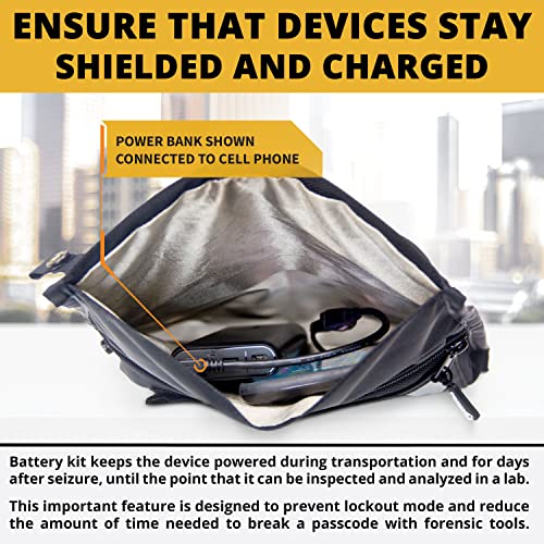 Mission Darkness NeoLok Faraday Bag for Phones with Battery Kit | Mobile Device Shielding & Charging Faraday Bag for La