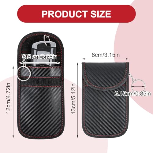 2 Pack RFID Signal Blocking Faraday Bags Key Fob Protectors, Car Anti-Theft Carbon Fiber Faraday Cage Protectors, Car Ow
