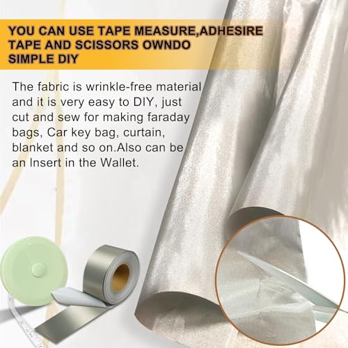 Faraday Fabric 43" W×118" L Conductive Faraday Blanket for EMF Protection, Military Grade, Large Size