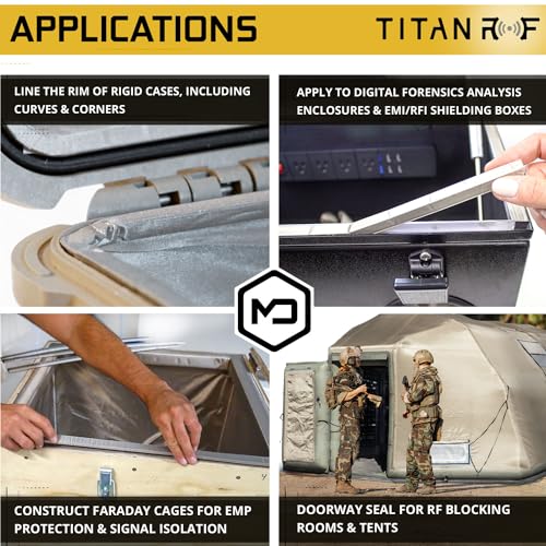 TitanRF Faraday Foam Gasket for RF Enclosures - High-Shielding Conductive Fabric Covered Adhesive Backing, 90"L x 0.75"W