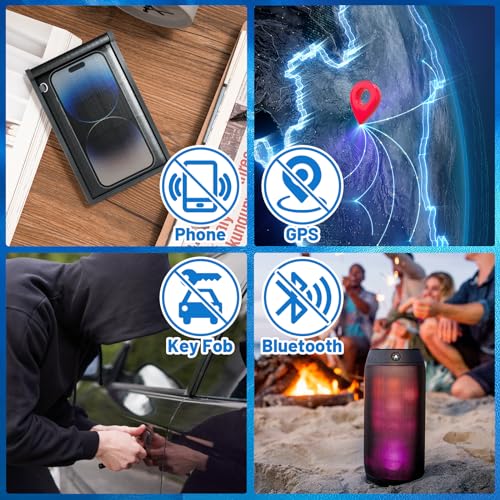 Faraday Bags EMP Proof 4 Pack Anti-Tracking Key Fob Protector for Phones & Laptops & Tablets & Car Keys - Fireproof & Wa