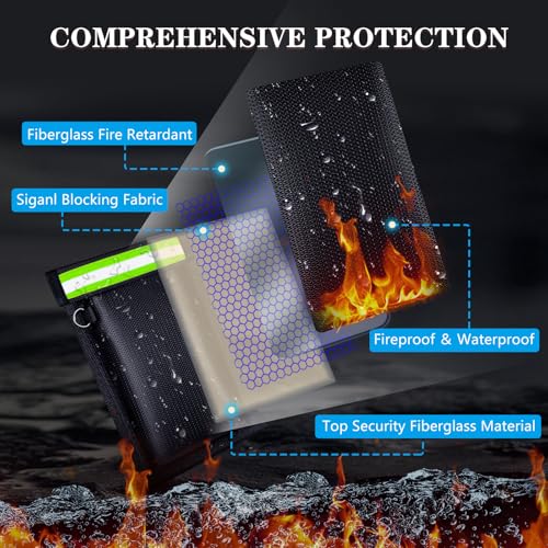 Faraday Bags for Phone and Car Keys Signal Blocking Pouch Anti-Theft Cage Fireproof Waterproof 2 Pack