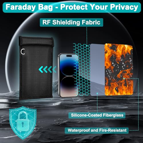 Faraday Bag Signal Blocking Phone Case (7.9 x |7 inches), Car Key/WiFi/RFID/GPS Signal Blocker (1 Pack) Black Signal B